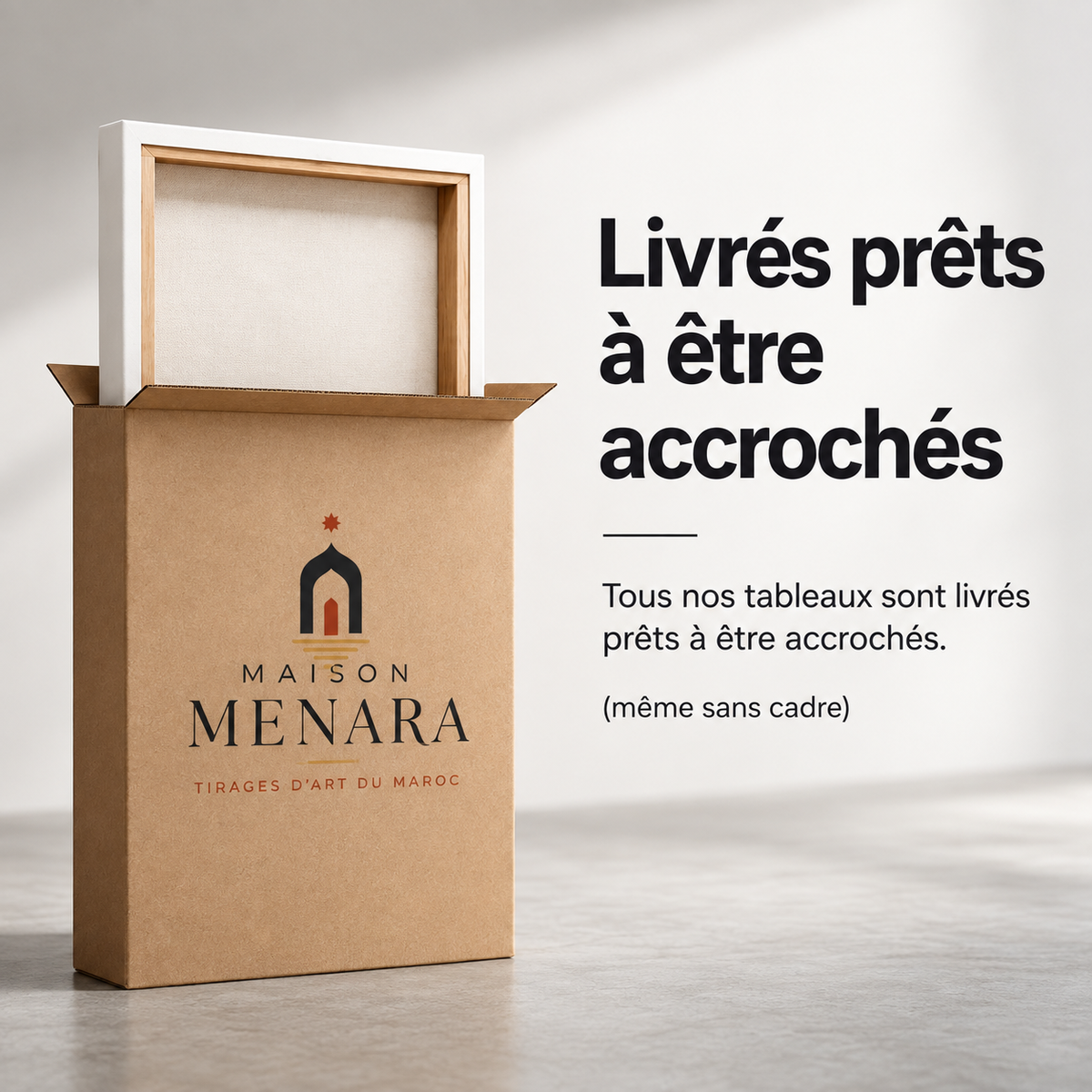 Le tableau arrive prêt à être accroché