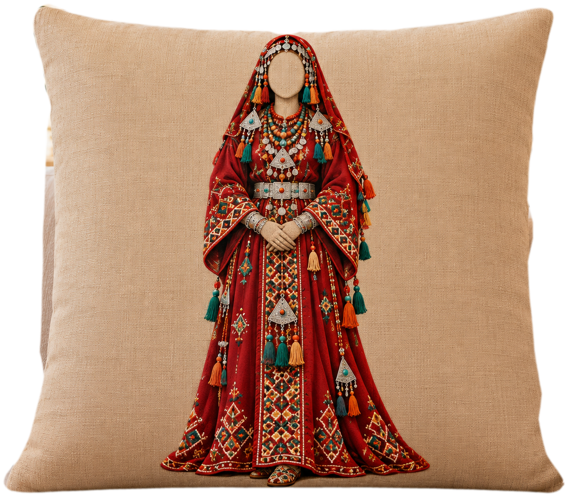 Coussin Silhouette du Souss écarlate — Maison Menara