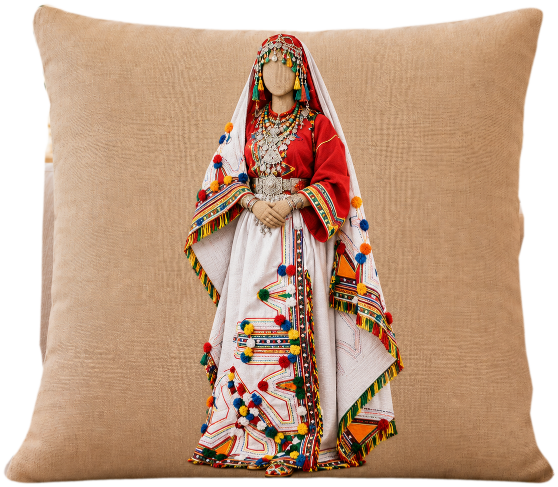Coussin Silhouette du Souss neige — Maison Menara