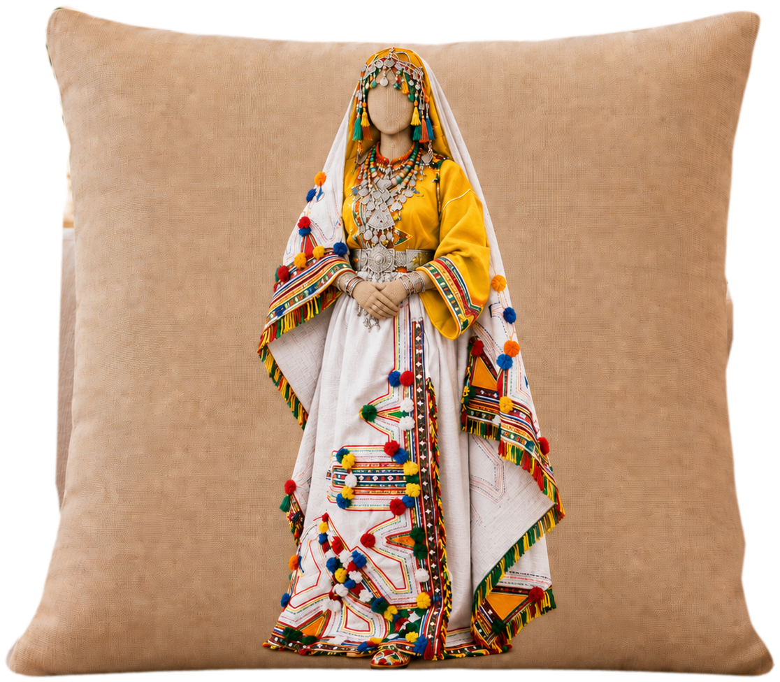 Coussin Silhouette du Souss safran — Maison Menara