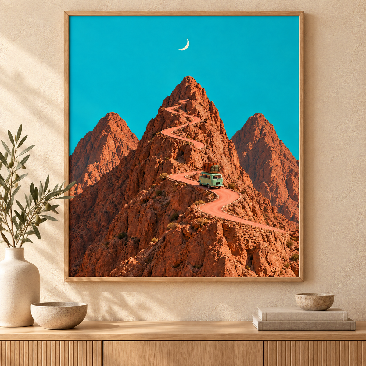 Route de l'Atlas en van — Poster encadré
